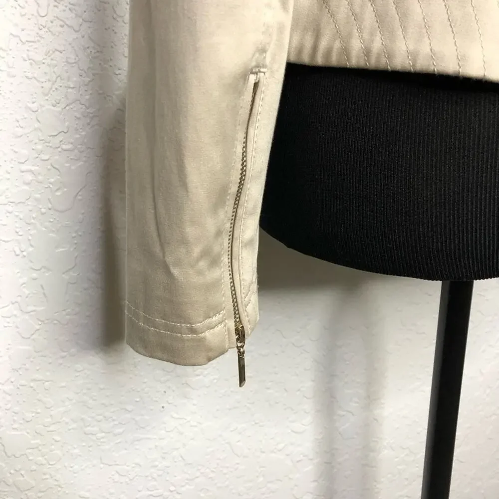 WHBM cream tan zip front blazer jacket size 2